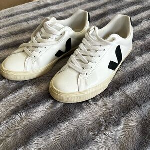 Veja White Sneakers with Black Accents